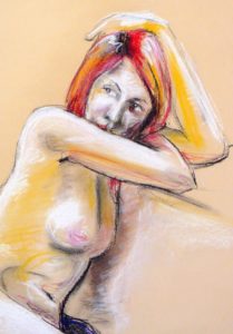 Riccardo Martinelli - Donna che guarda - Studio di nudo (crete colorate 50x70) part 2012