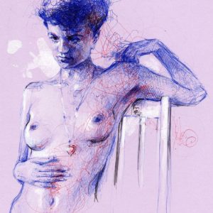 Riccardo Martinelli - Nudo con il ciondolo (penna a sfera 21x29) 2017 part