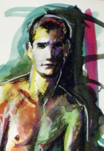 Riccardo Martinelli - Nudo maschile (Ecoline matite e crete colorate 35x50) part 2012