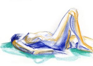 Riccardo Martinelli - Panorama di donna - Studio di nudo femminile dal vero (crete colorate 35x50) 2013