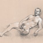 Riccardo Martinelli - R Nude study - Studio di nudo maschile dal vero (Carboncino e crete 70x50)2015