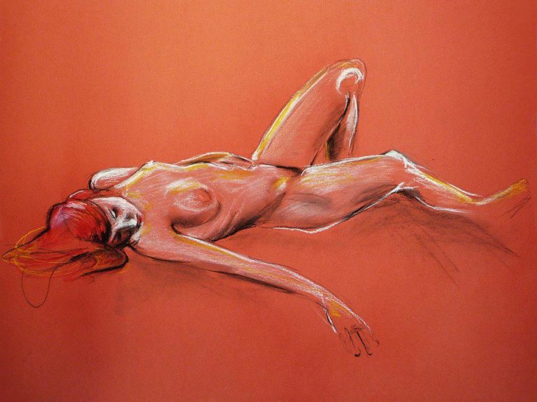 Riccardo Martinelli - RED RED RED - Studio di nudo femminile dal vero (crete colorate 70x50) 2012