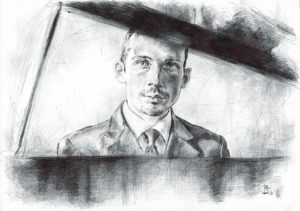 Riccardo Martinelli - Il pianista _The pianist - (penna a sfera su carta _ ballpoint pen on paper 21x29,7 cm.) 2014