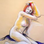 Riccardo Martinelli - Donna che guarda - Studio di nudo (crete colorate 50x70) 2012