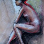 Riccardo Martinelli - Nudo seduto (crete colorate 50x70) 2012