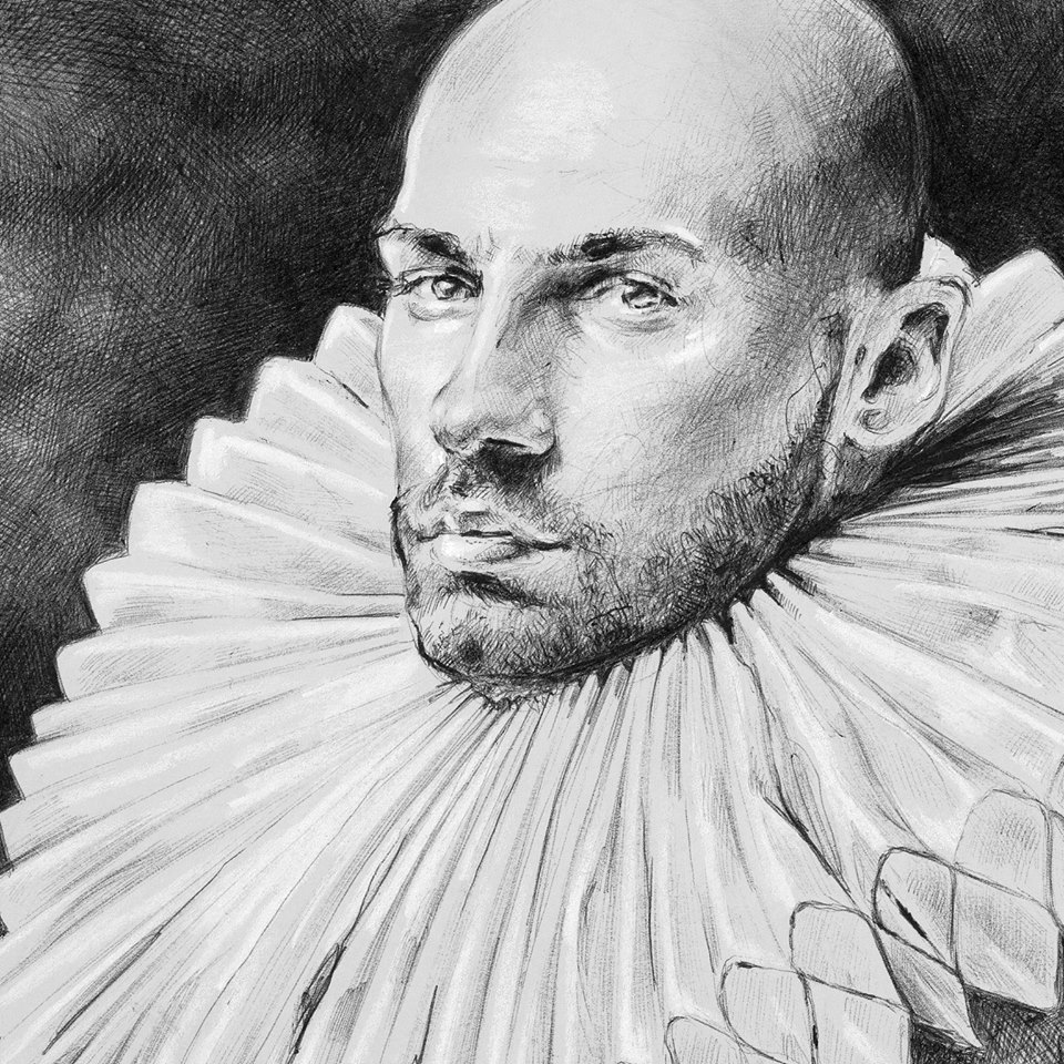 Riccardo Martinelli - Ritratto di giovane uomo (penna a sfera su carta _ ballpoint pen on paper 29x21). Detail. 2016