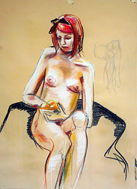 Riccardo Martinelli - Studio di nudo femminile dal vero (crete colorate 50x70) 2012