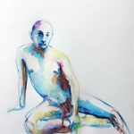 Riccardo Martinelli - Uomo blu - Studio di nudo (ecoline 35x50) 2012
