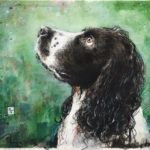 Riccardo Martinelli - Cane in verde - Dog in green (acquerello e matite su carta - watercolor and pencils on paper 24x 32 cm) 2013